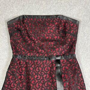 90s y2k Lace Strapless Dress 11 12 A line Goth Whimsigoth Prom Dance Black Red